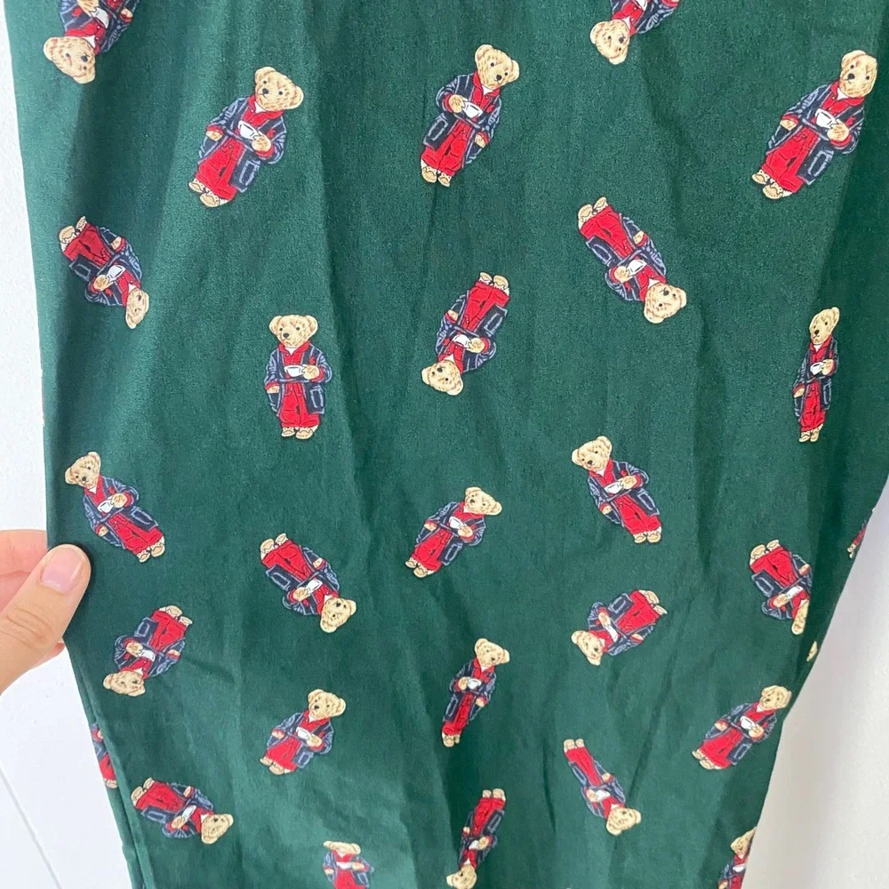 Polo Ralph Lauren Mens Green Polo Bear Pajama Pants Sleepwear Large L
